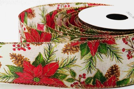 Exquisite Poinsettia Wired Ribbon_KF6349G-2-3_natural
